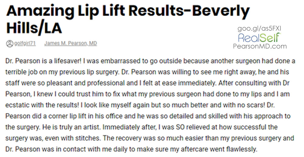 Photo Dr. Pearson Lip Lift Review